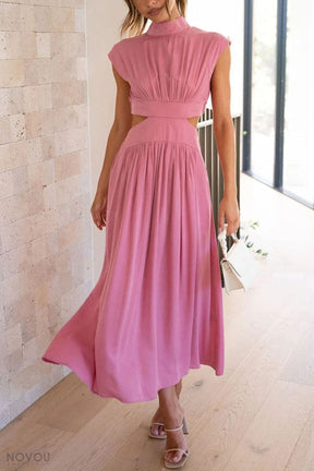 [50% off] Lorna™ Turtleneck Waist Cutout Summer Midi Dress